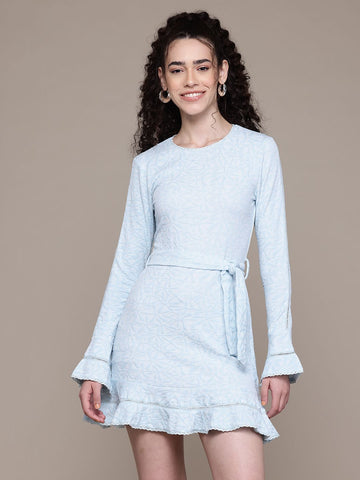 Freehand Women Regular Fit Textured Mini Dress