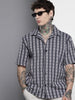 Men's Blue Relaxed Fit Striped Resort Wear Shirt