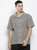 Men's Black Relaxed Fit Textured Resort Wear Shirt