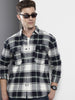 Men's Navy Blue Regular Fit Checked Casual Shirt