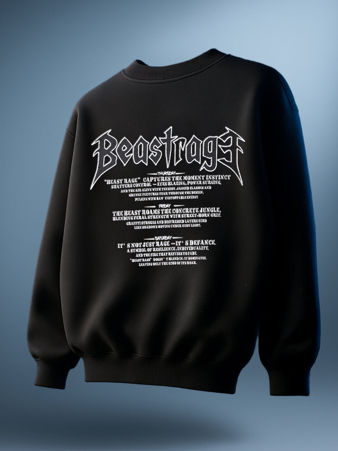 Men's Black Relaxed Fit Graphic Printed Casual Sweatshirt