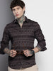 Men's Black Slim Fit Printed Party Wear Shirt