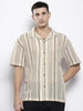Men's Off White Relaxed Fit Textured Resort Wear Shirt