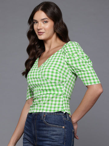 Freehand by The Indian Garage Co Women Fitted Textured Wrap Top