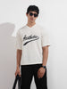 Men's White Boxy Fit Textured Casual T-Shirt