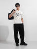 Men's White Boxy Fit Textured Casual T-Shirt