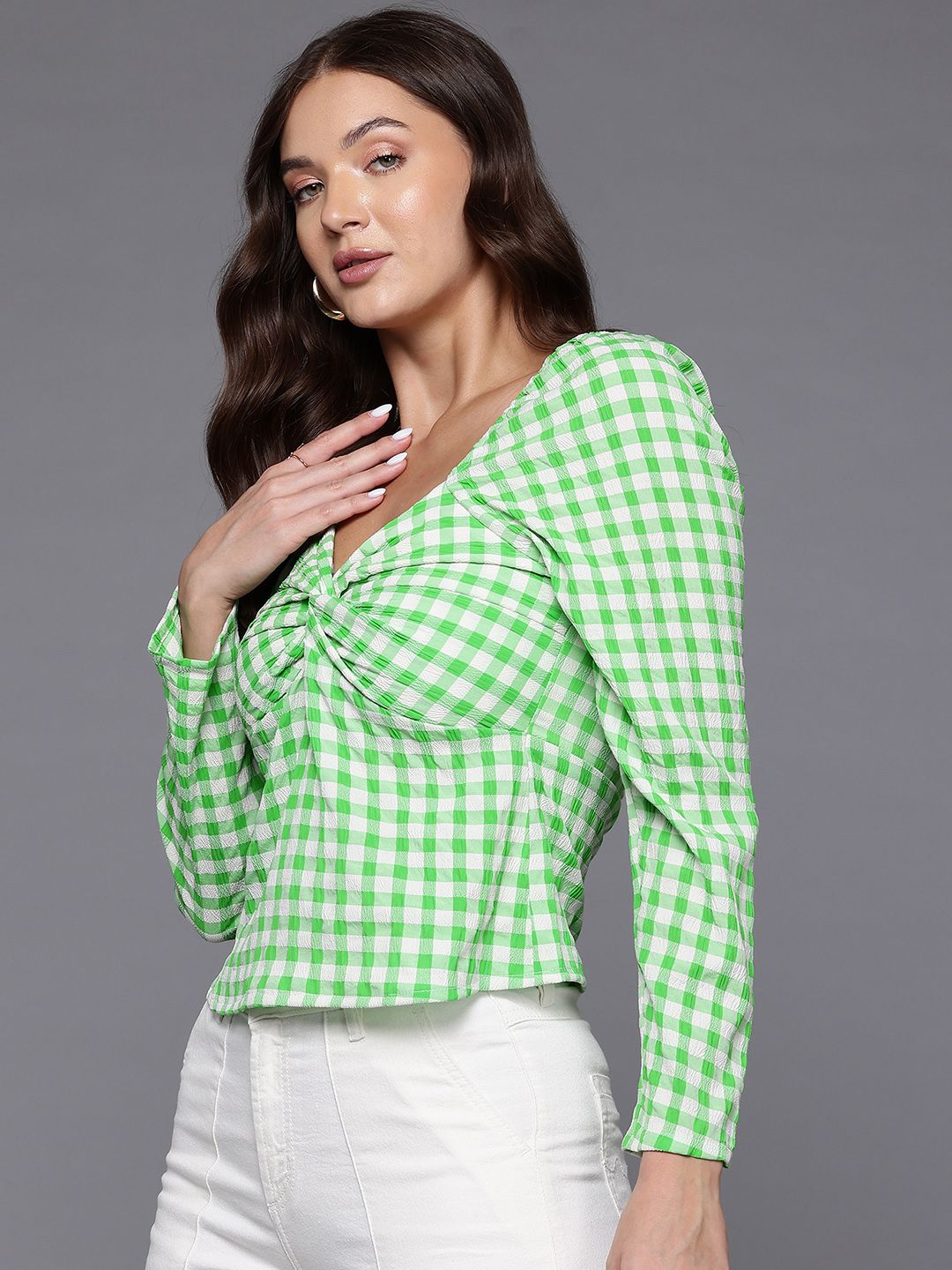 Freehand by The Indian Garage Co Women Regular Fit Textured Twist Top