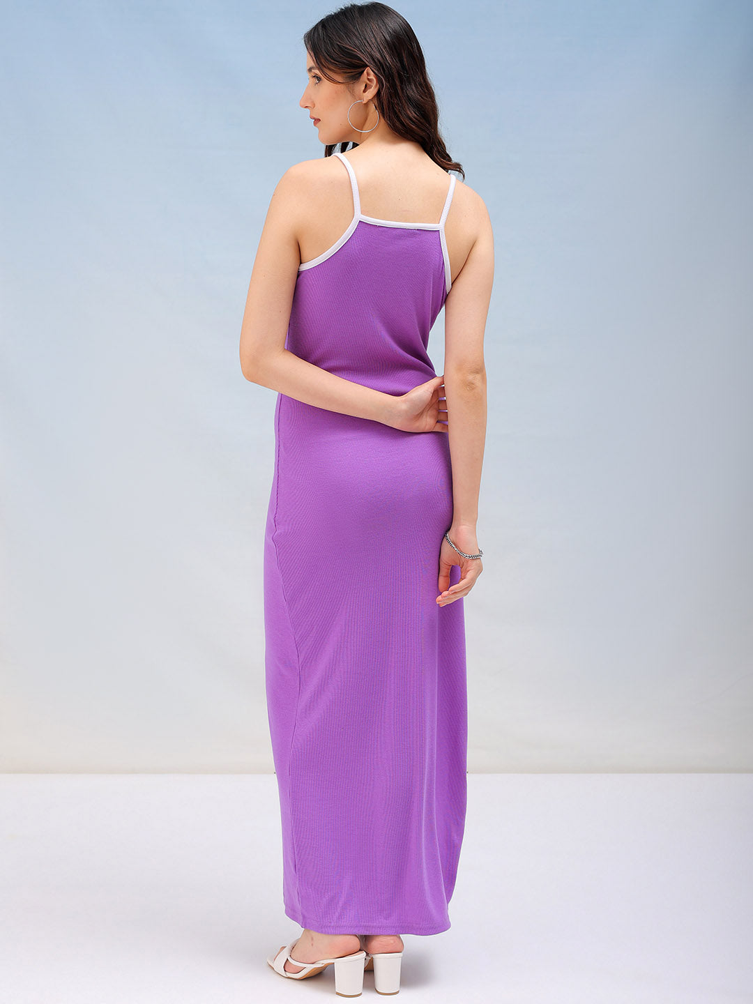 Shop Women's Solid Fitted Maxi Slit Dress Online.