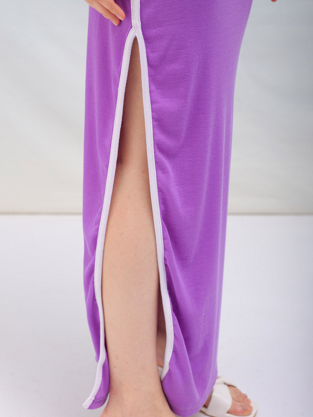 Shop Women's Solid Fitted Maxi Slit Dress Online.