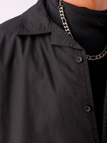Men's Half Sleeves Boxy Fit Black Shirt