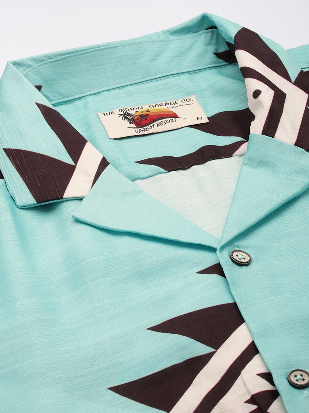 Men's Blue Relaxed Fit Printed Resort Wear Shirt
