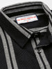 Men's Black Relaxed Fit Striped Resort Wear Shirt