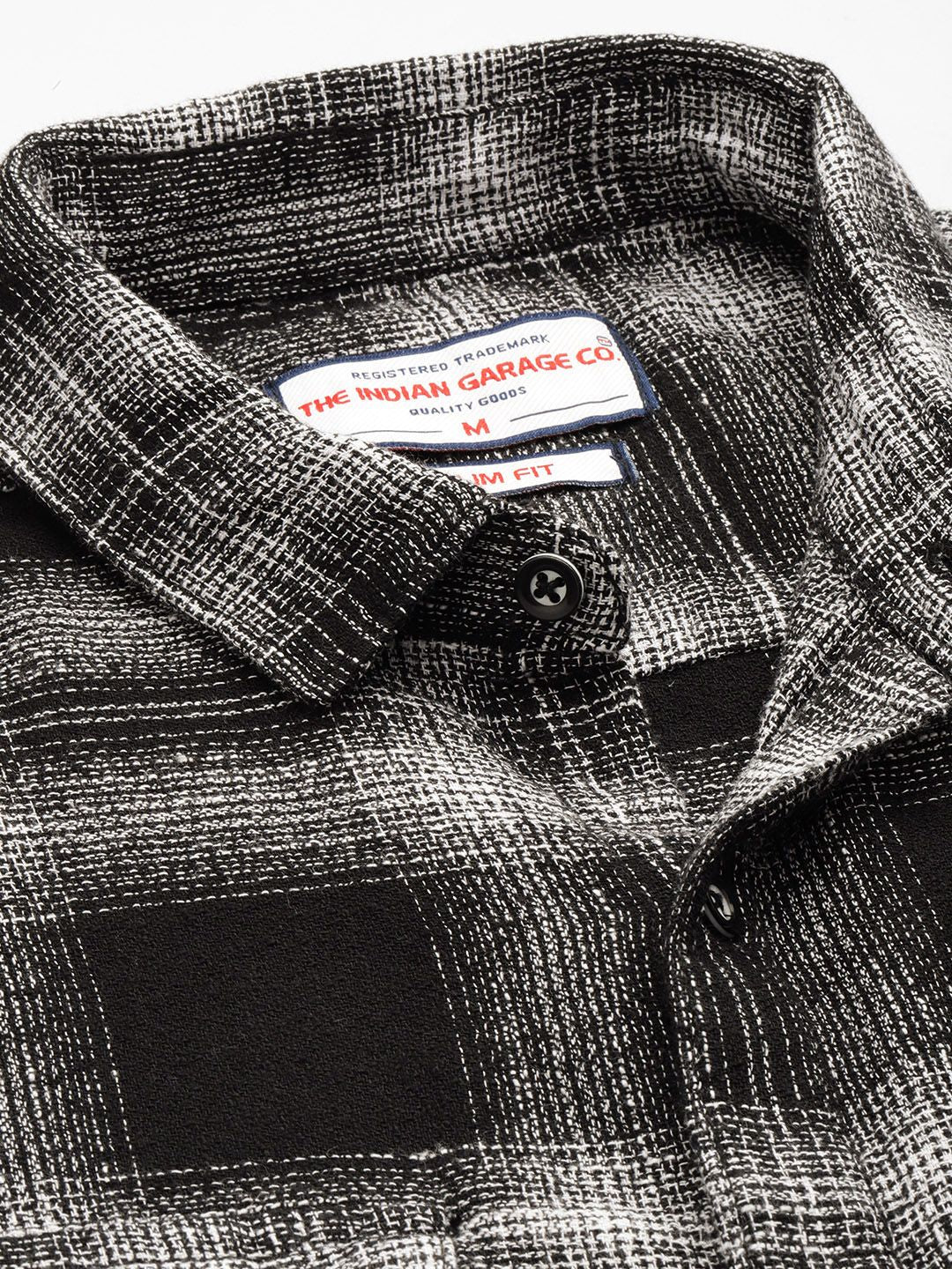Men's Black Slim Fit Checked Casual Shirt