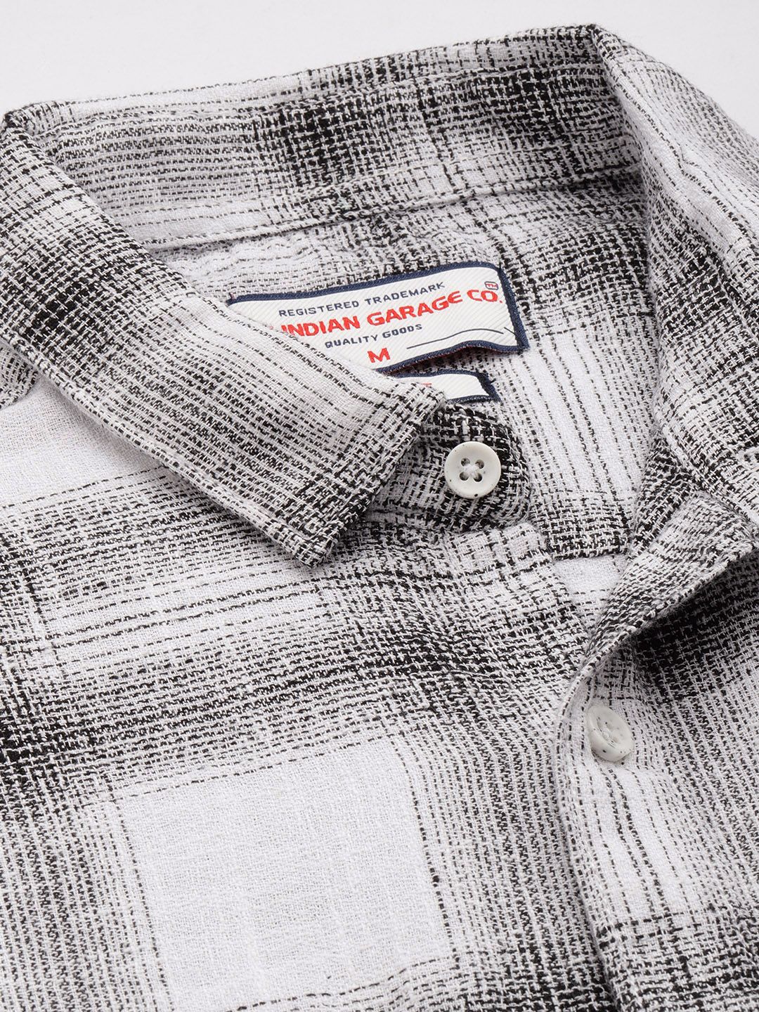 Men's White Slim Fit Checked Casual Shirt