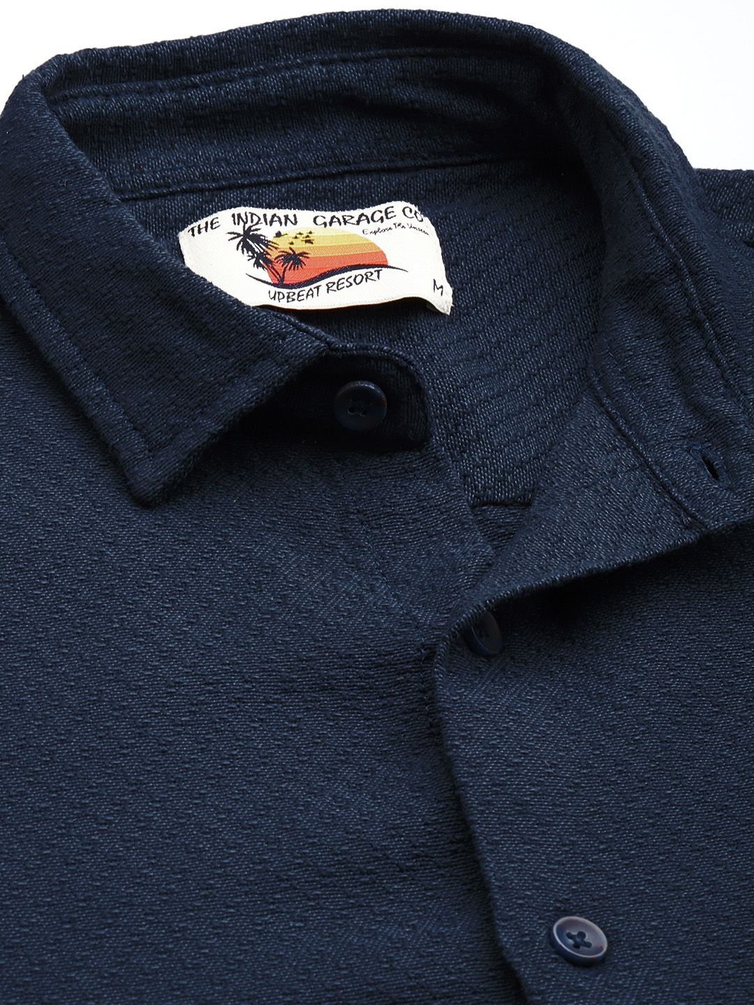 Men's Blue Relaxed Fit Solid Resort Wear Shirt