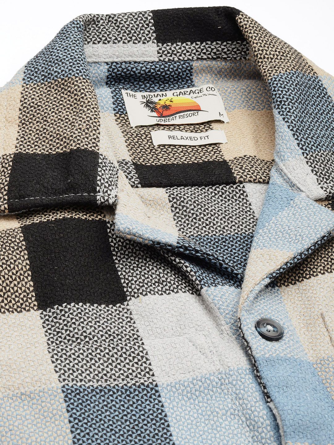 Men's Khaki Relaxed Fit Checked Bohemian Shirt