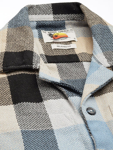 Men's Khaki Relaxed Fit Checked Bohemian Shirt