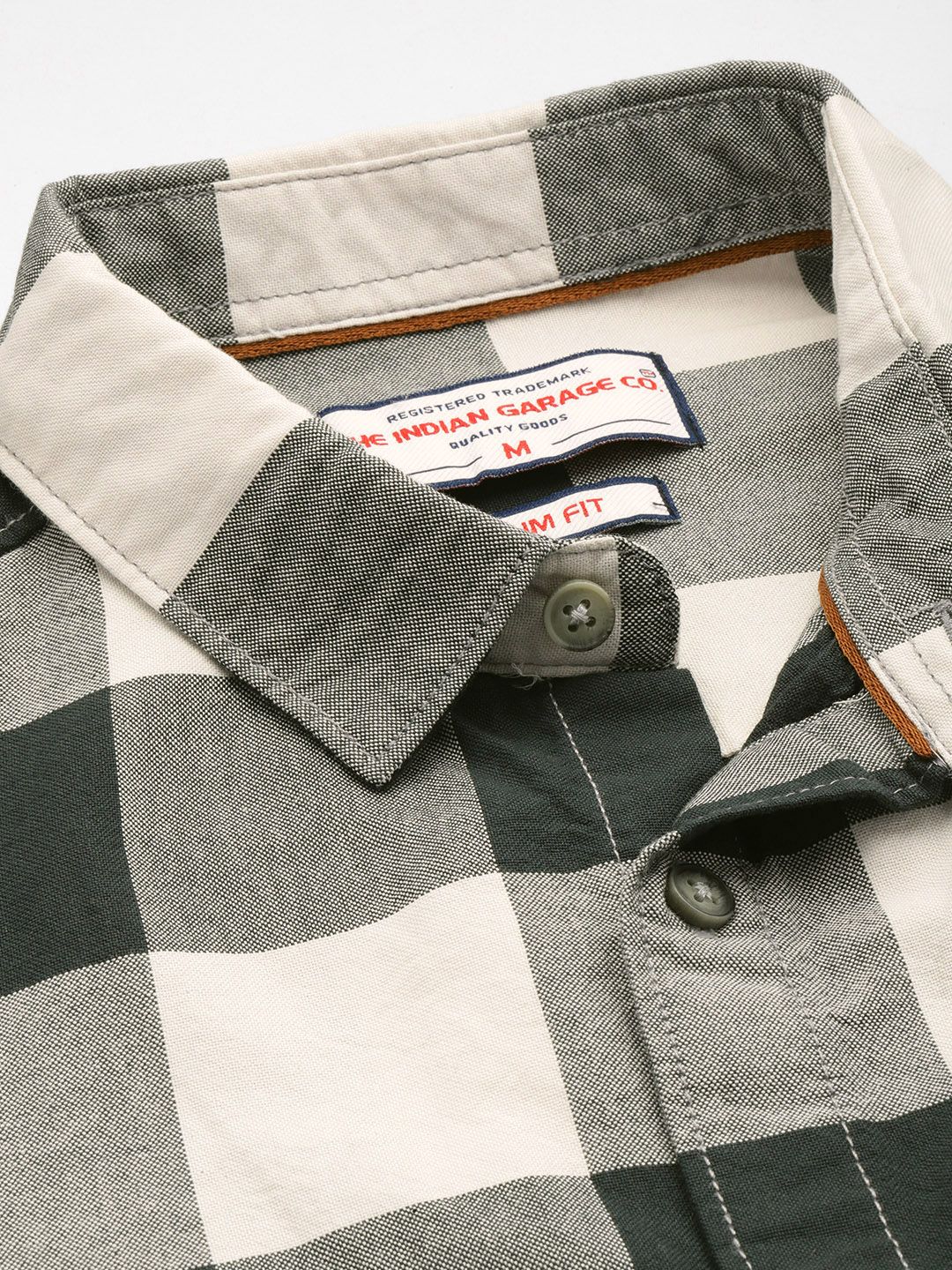 Men's Green Slim Fit Checked Casual Shirt