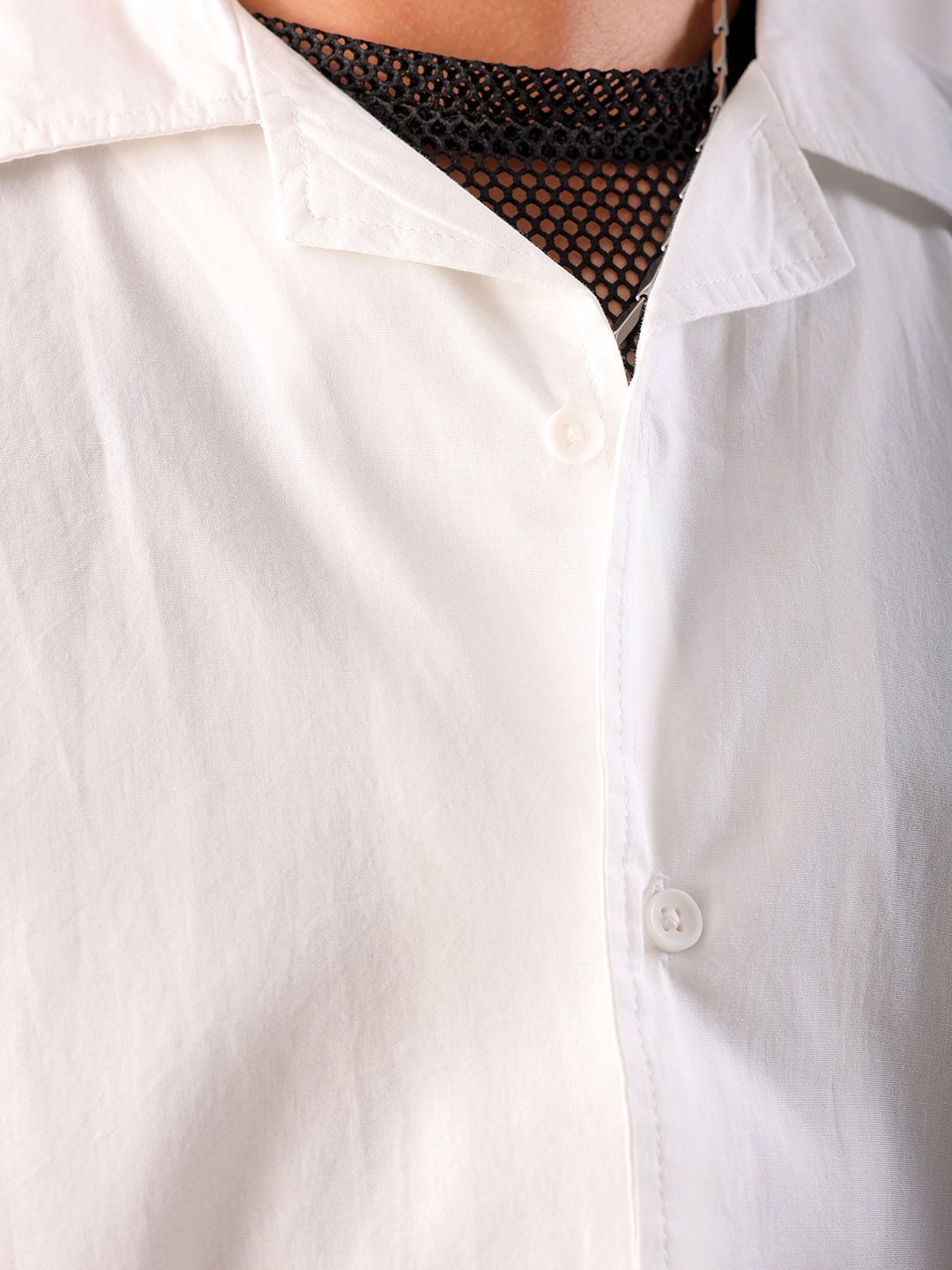 Men's Half Sleeves Boxy Fit White Shirt