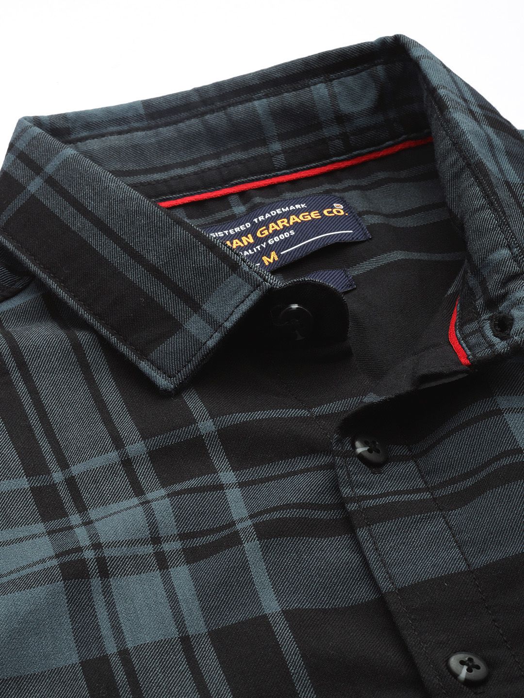 Men's Black Slim Fit Checked Casual Shirt