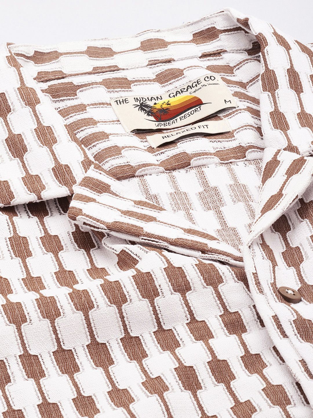 Men's Brown Relaxed Fit Solid Resort Wear Shirt