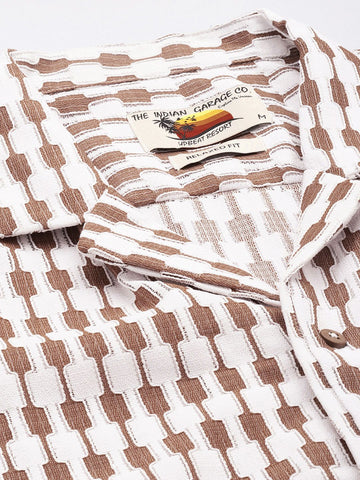 Men's Brown Relaxed Fit Solid Resort Wear Shirt