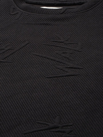 Men's Black Self Design Relaxed Fit Coordinates