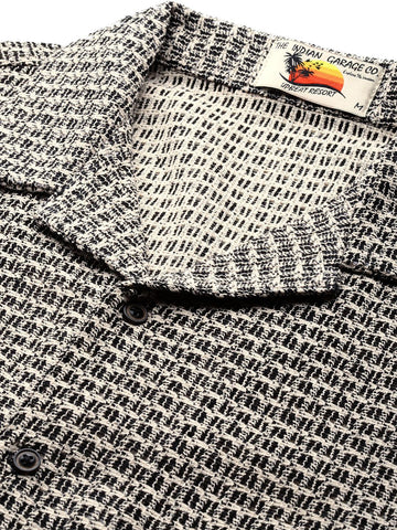 Men's Black Relaxed Fit Textured Resort Wear Shirt