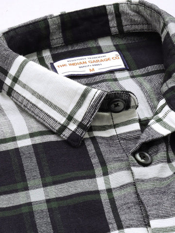 Men's Navy Blue Regular Fit Checked Casual Shirt