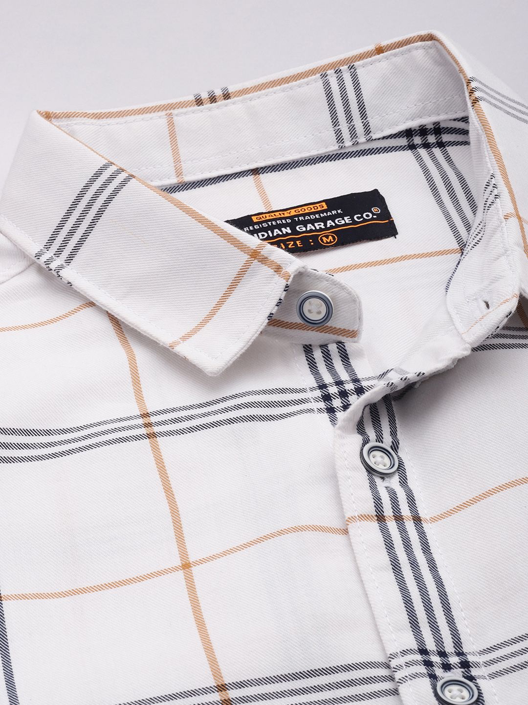 Men's White Slim Fit Checked Casual Shirt