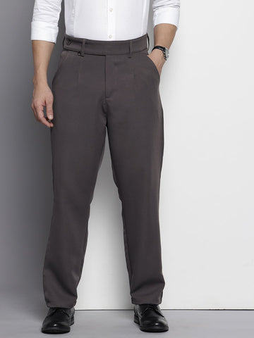Men's Grey Loose Fit Casual Trousers