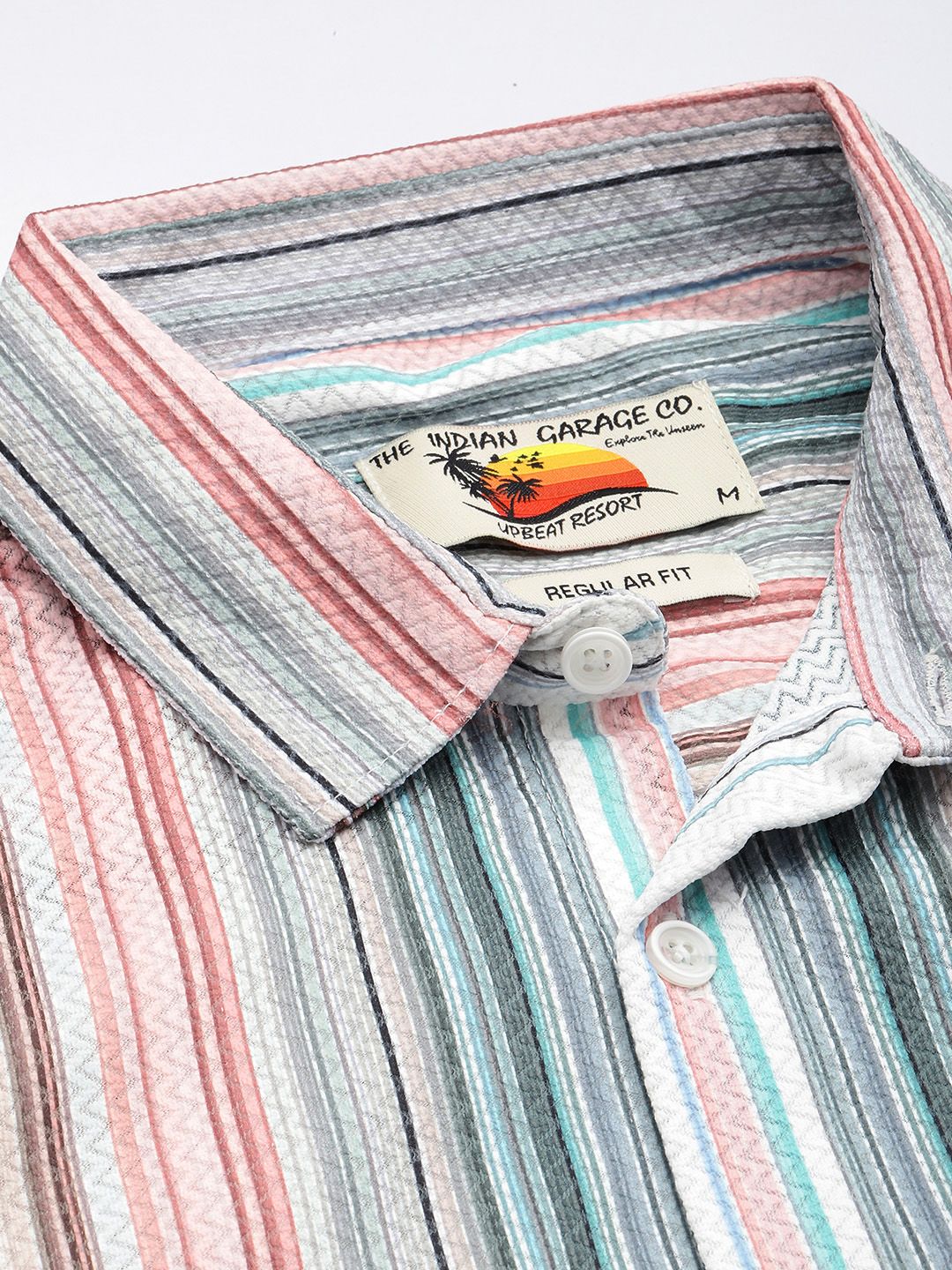 Men's Multicolor Regular Fit Striped Textured Shirt