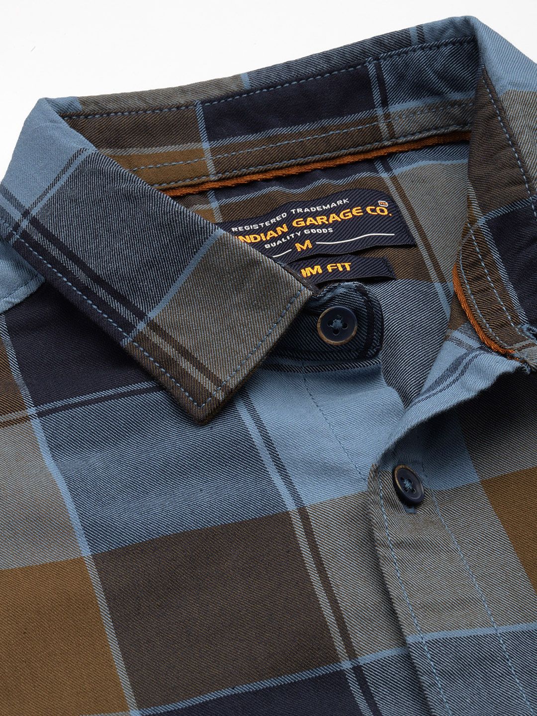 Men's Navy Blue Slim Fit Checked Casual Shirt
