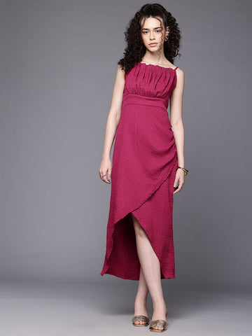 Freehand Women Fitted Textured Gathered Dress