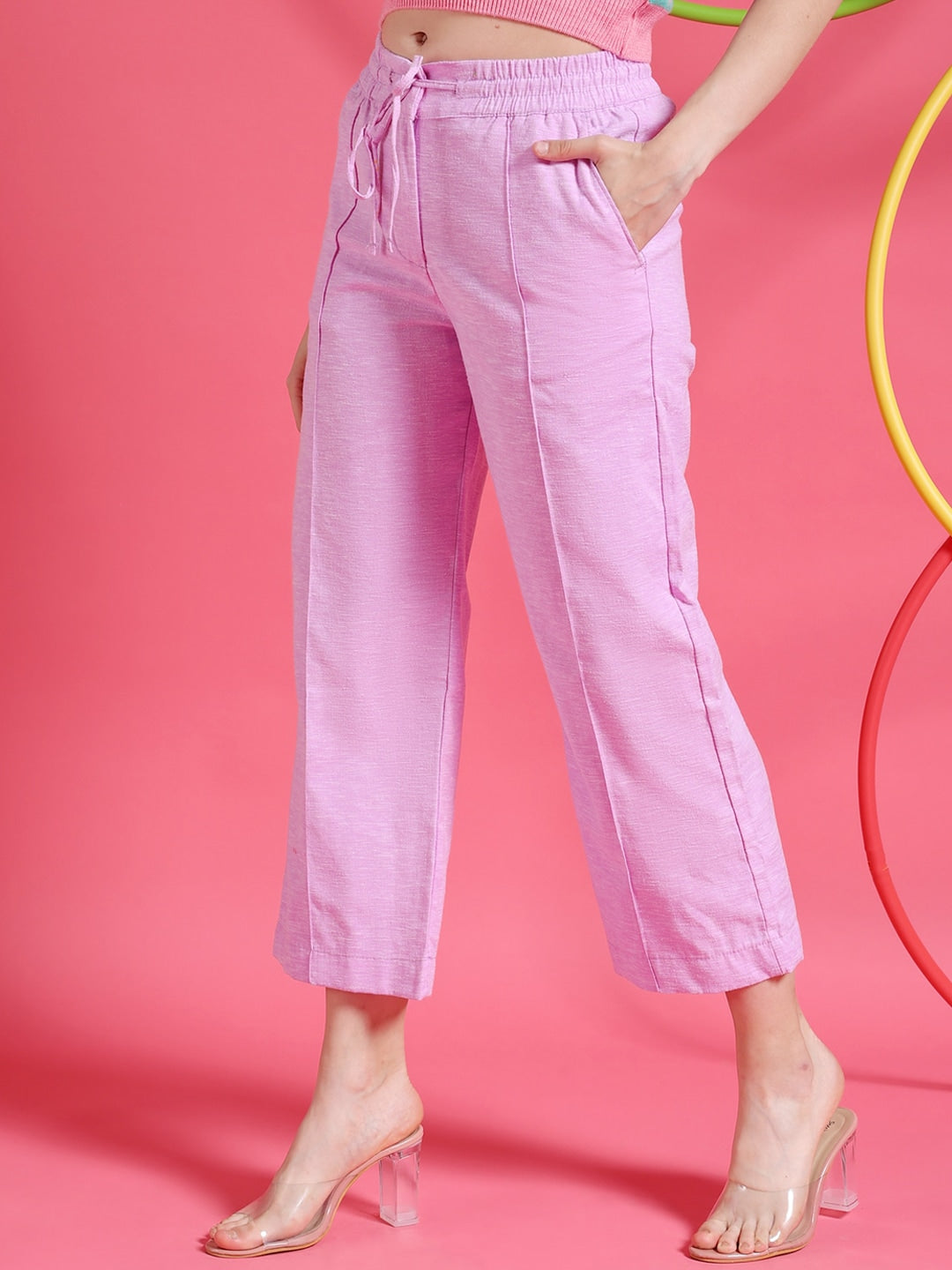 Shop Women Pintuck Elasticated Waist Trousers Online.