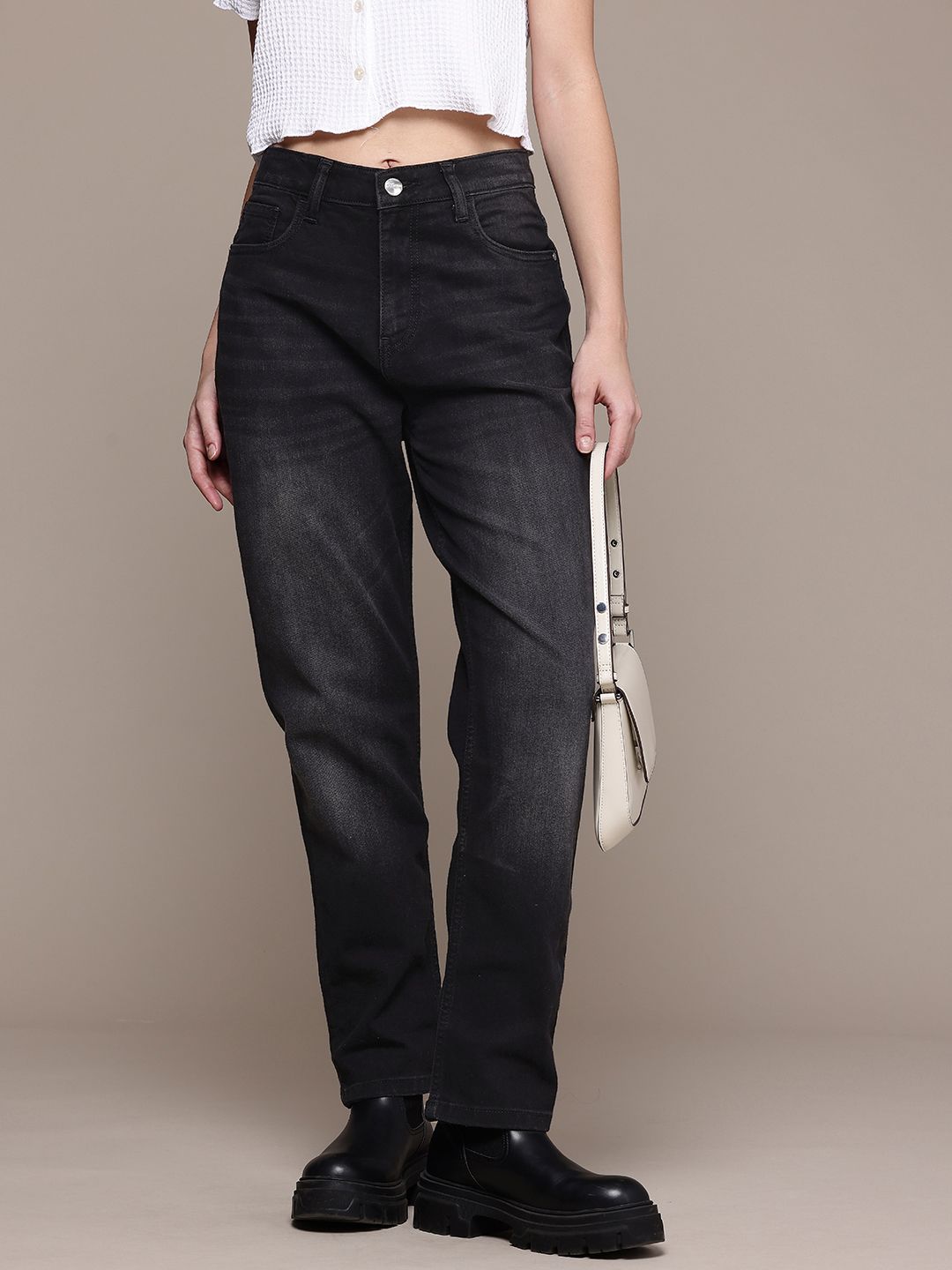 Men's Black Straight Fit Casual Jeans