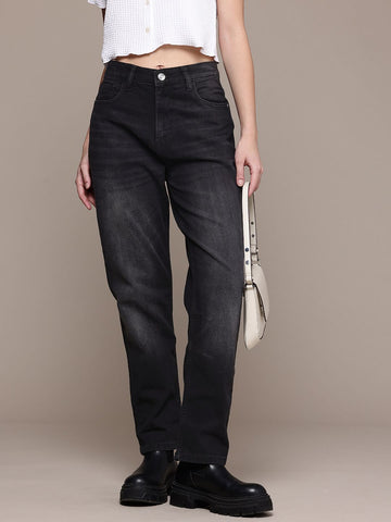 Men's Black Straight Fit Casual Jeans