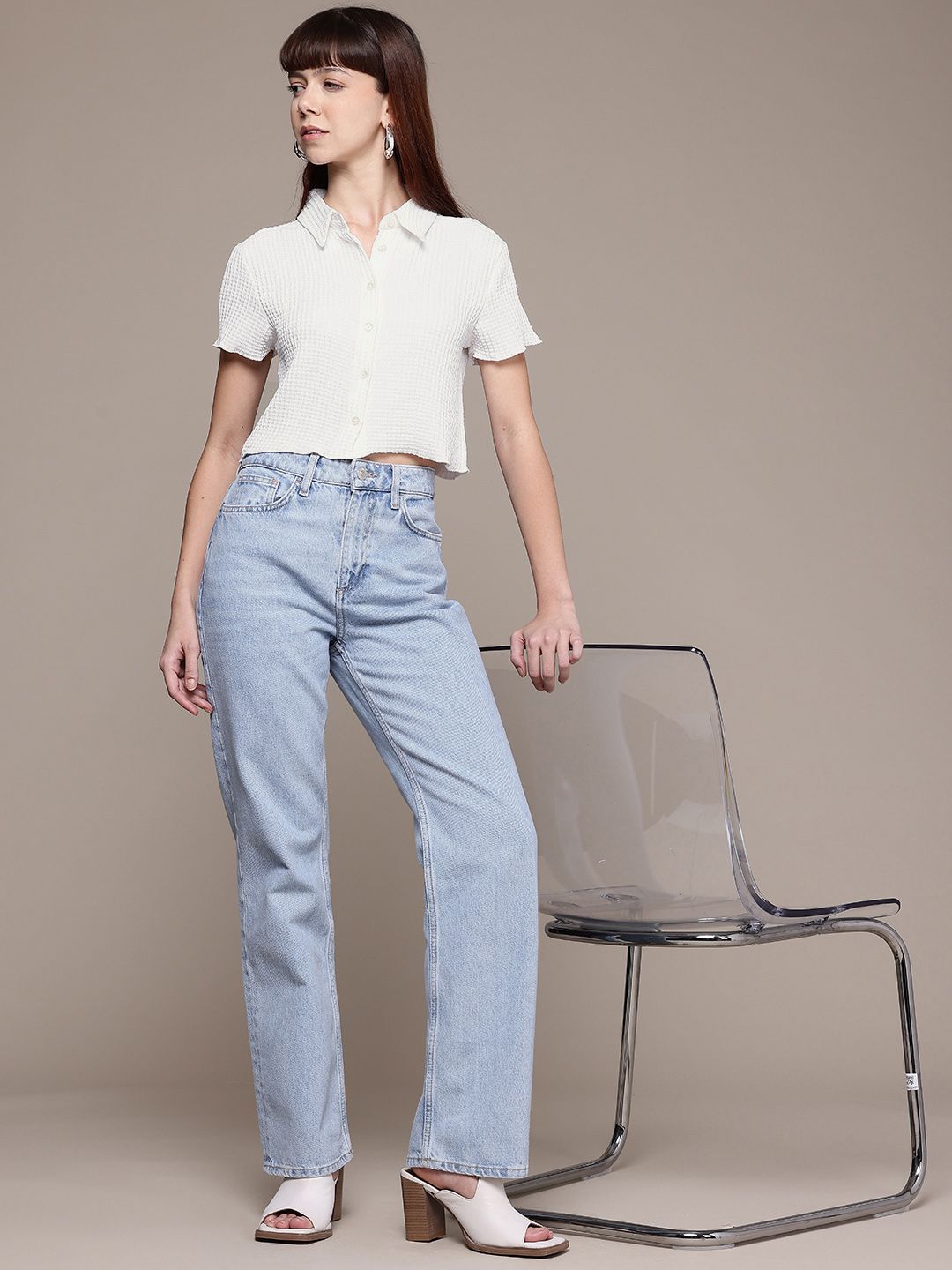 Freehand Women Regular Fit Textured Casual Shirt