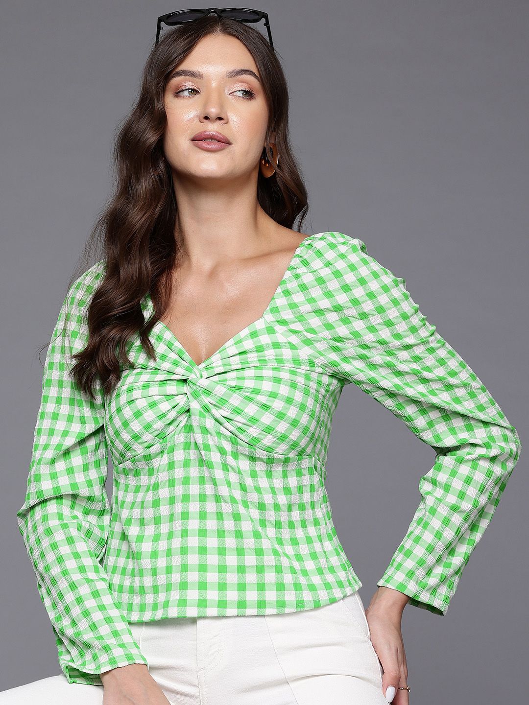 Freehand by The Indian Garage Co Women Regular Fit Textured Twist Top