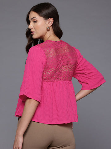 Freehand by The Indian Garage Co Women Loose Fit Textured Regular Top