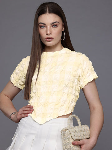 Freehand by The Indian Garage Co Women Fitted Textured Asymmetric Top