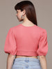 Freehand by The Indian Garage Co Women Regular Fit Textured Designer Back Tie Up Top