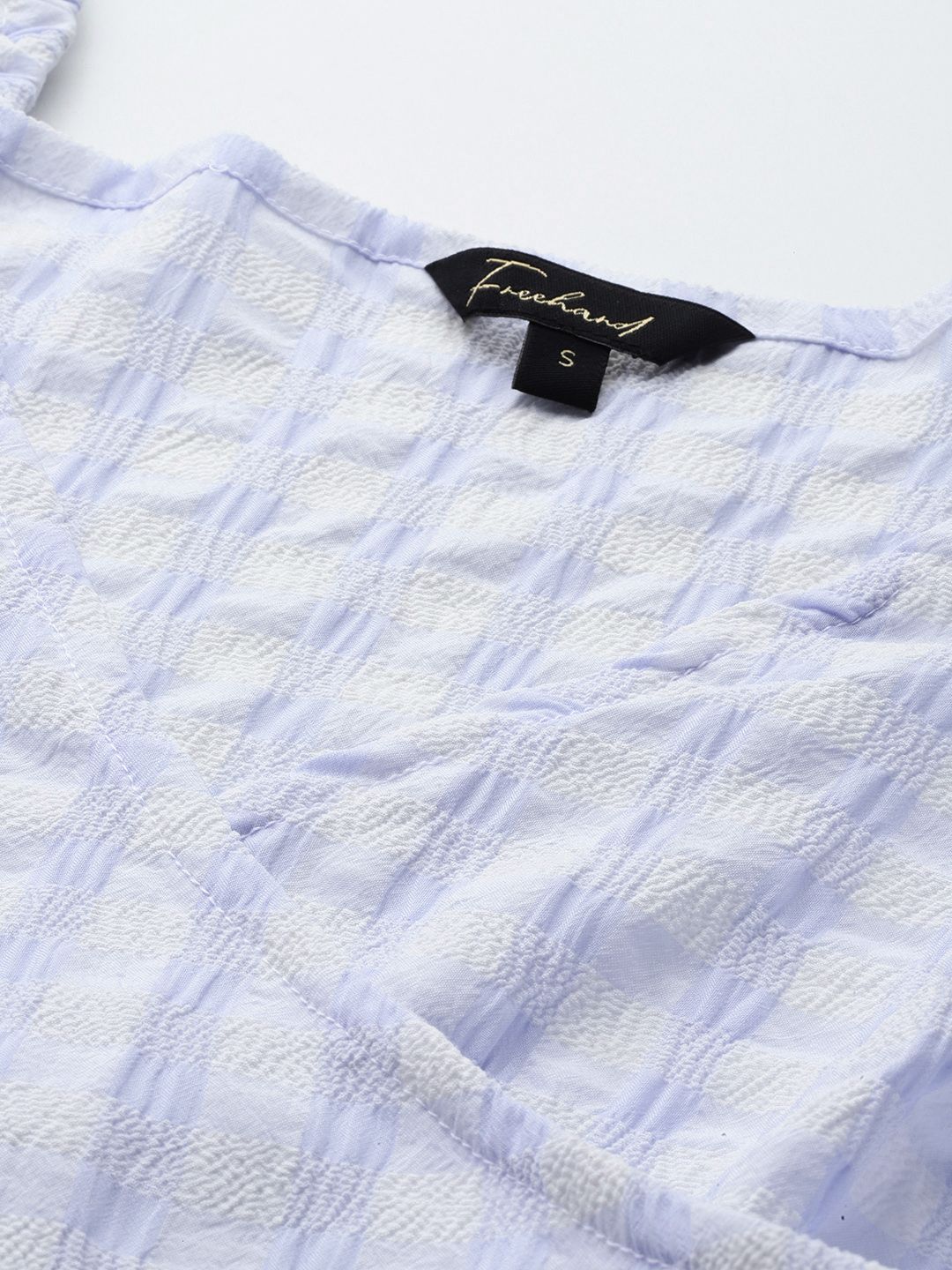 Freehand Blue The Indian Garage Co Women Fitted Textured Tie Up Wrap Top