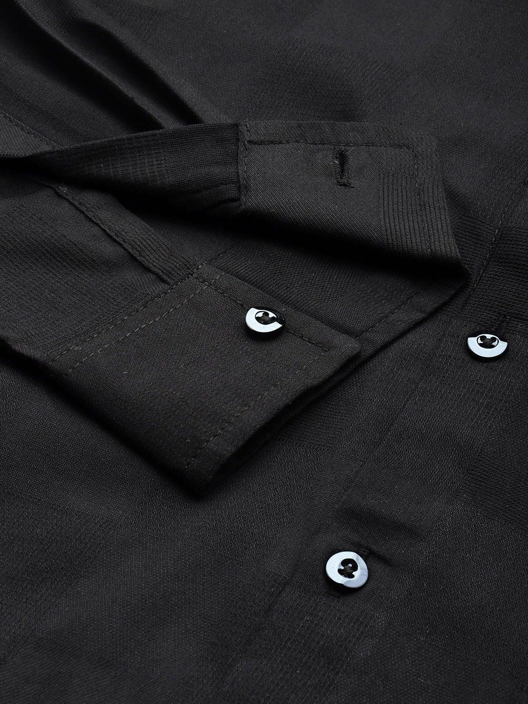 Men's Black Slim Fit Textured Party Wear Shirt