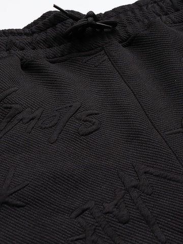 Men's Black Self Design Relaxed Fit Coordinates