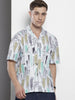 Men's White Relaxed Fit Printed Resort Wear Shirt