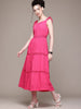 Freehand Women Fit and Flare Textured Maxi Dress