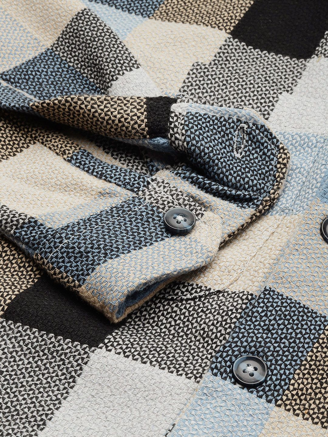 Men's Khaki Relaxed Fit Checked Bohemian Shirt