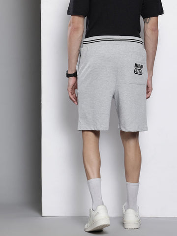 Men's Grey Relaxed Fit Character Superman Printed Shorts