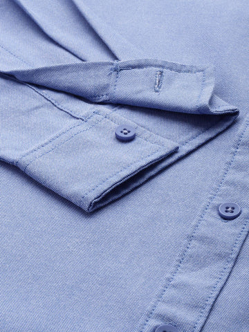 Men's Blue Slim Fit Solid Casual Shirt